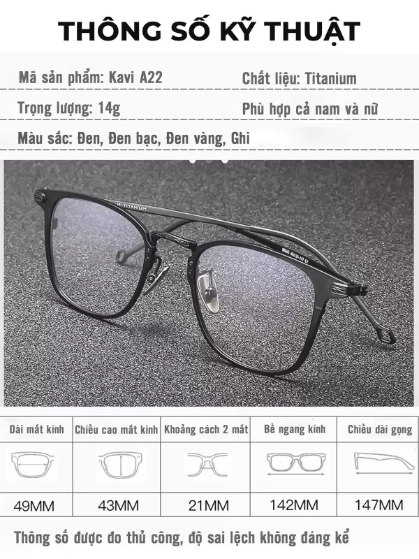 5 gong kinh titanium chong anh sang xanh kavi a22.8