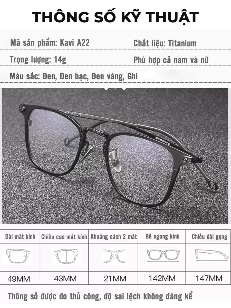 5 gong kinh titanium chong anh sang xanh kavi a22.8