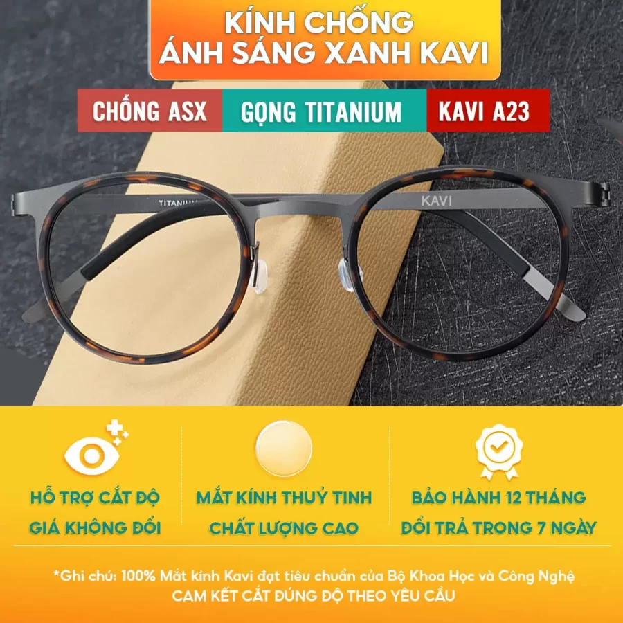 gong kinh titanium 2 vien chong anh sang xanh kavi a23 23