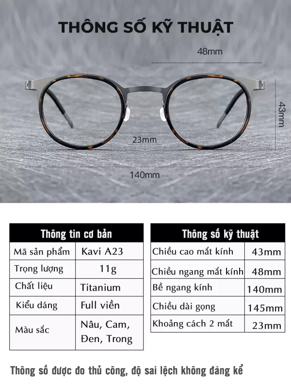 gong kinh titanium chong anh sang xanh kavi a23.5