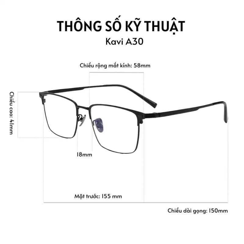 KÍNH TITAN KAVI A30 - KÍNH ĐỔI MÀU TITANIUM CỠ LỚN 19 kích thước kavi a30