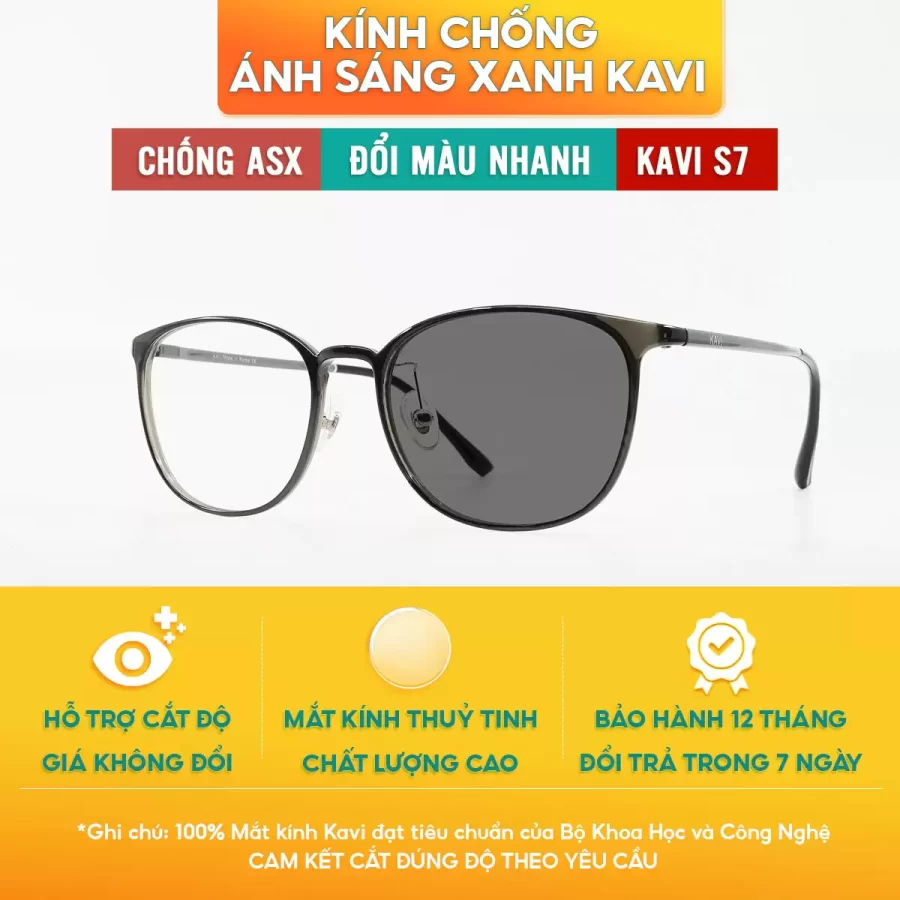 kính đổi màu chống ánh sáng xanh KAVI S7 gọng tăm