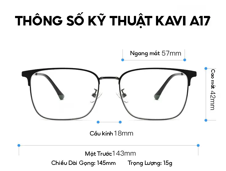 kinh cho nguoi mat to gong titanium doi mau chong anh sang xanh kavi a17 thong so