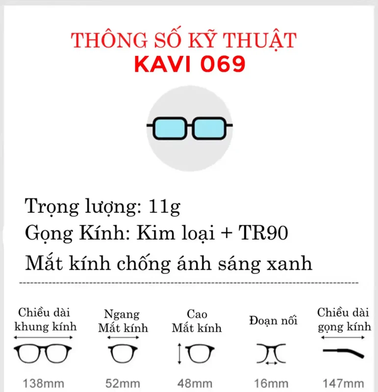 kinh chong anh sang xanh dang luc giac kavi 069 thong so ky thuat