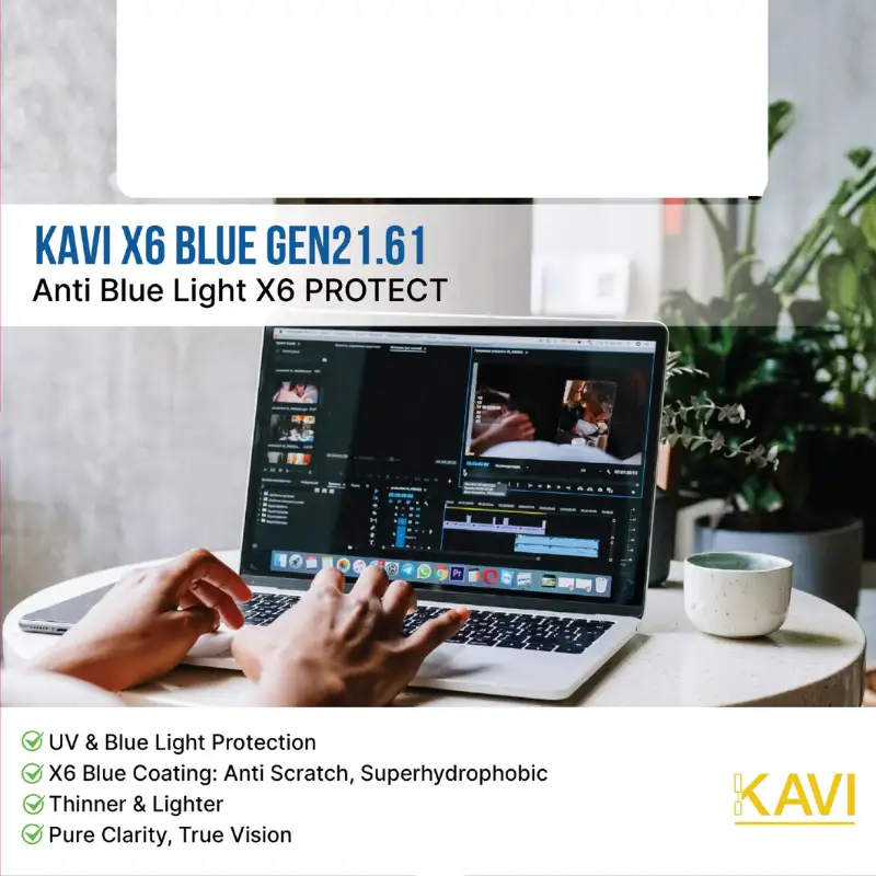 So Sánh KAVI, Zeiss và Chemi: Đâu Là Tròng Kính Chống Ánh Sáng Xanh Phù Hợp Với Bạn? 2 KAVI X6 BLUE GEN2 1.61 1