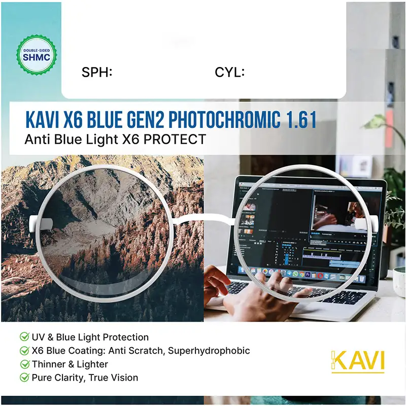 KAVI X6 Blue Gen 2 Photochromic vs Essilor Transitions vs Zeiss: Tại Sao Chênh 4 Lần? 6 kavi blue gen 2 photochromic trong doi mau 161