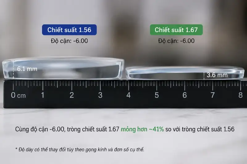 Tròng kính chiết suất nào tốt nhất theo từng độ cận hiện nay 2 trong kinh chiet suat nao tot nhat theo do can