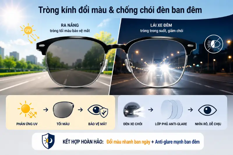 Top 4 Tròng Kính Đổi Màu Chống Chói Đèn Ban Đêm Tốt Nhất 2026 2 top 4 trong kinh doi mau chong choi den ban dem tot nhat 2026